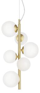 IDEAL LUX Ideal Lux Perlage viseća lampa, mesing/bijela, visina 52 cm, 6 sijalica, Zlato / mjed, Dnevni boravak/blagovaonica, Metal