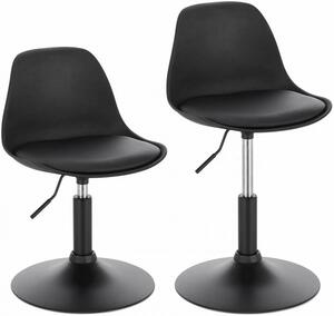 Set od 2 barske stolice s naslonom PU materijal - Crna