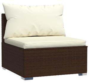 VidaXL Srednja vrtna sofa s jastucima smeđa od poliratana