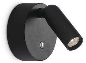 IDEAL LUX Ideal Lux Bean LED punjivi zidni reflektor, crna, širina 8 cm, prigušiva, Crno, Dnevni boravak/blagovaonica, Metal