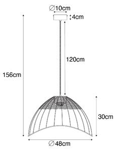 Orijentalna viseća i stropna lampa crna s ratanom - Treccia Pua