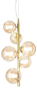 IDEAL LUX Ideal Lux Perlage viseća svjetiljka, mesing/jantar, visina 52 cm, 6 sijalica, Zlato / mjed, Dnevni boravak/blagovaonica, Metal