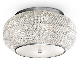 IDEAL LUX Ideal Lux Pasha stropna svjetiljka, kromirana/prozirna, Ø 40 cm, staklo, prigušiva, Krom, Dnevni boravak/blagovaonica, Staklo