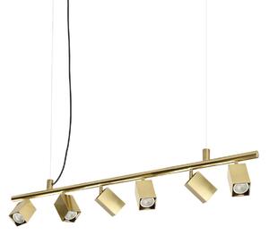 IDEAL LUX Ideal Lux Dynamite četvrtasta mesingana viseća svjetiljka, 6 svjetala, Zlato / mjed, Dnevni boravak/blagovaonica, Metal