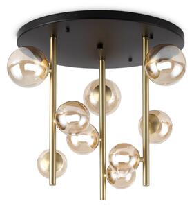 IDEAL LUX Stropna svjetiljka Ideal Lux Perlage, crna/jantar, Ø 50 cm, 9-svjetiljkasta, Bež, Dnevni boravak/blagovaonica, Metal