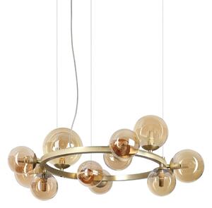 IDEAL LUX Ideal Lux Perlage viseća lampa, mesing/jantar, 11 svjetiljki, Ø 73 cm, Zlato / mjed, Dnevni boravak/blagovaonica, Metal