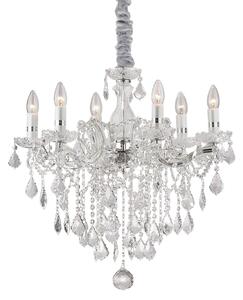IDEAL LUX Luster Ideal Lux Florian, kromirane boje, kristal, 6-svjetiljki, prigušiva, Metalik, Dnevni boravak/blagovaonica, Staklo