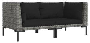 VidaXL Vrtne sofe 2 kom od polukružnog poliratana s jastucima
