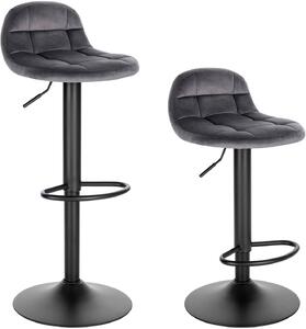Set od 2 barske stolice baršunastog metala - Siva