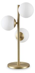 IDEAL LUX Stolna lampa Ideal Lux Perlage, mesing/bijela, visina 43 cm, za 3 žarulje, Zlato / mjed, Dnevni boravak/blagovaonica, Metal