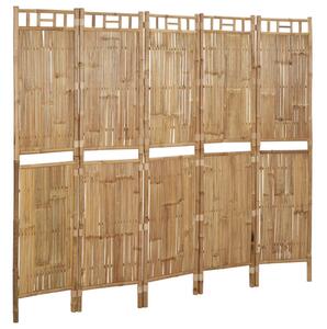 VidaXL Sobna pregrada s 5 panela od bambusa 200 x 180 cm