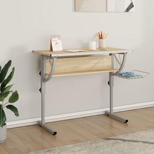 VidaXL Radni stol boja hrasta i siva 110 x 53 x(58-87) cm drvo i čelik