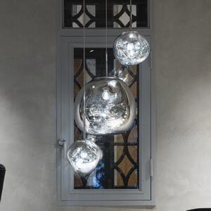 Tom Dixon LED viseća svjetiljka Melt Mini, Ø 28 cm, kromirana, prigušiva, Metalik, Dnevni boravak/blagovaonica, Plastika