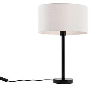 Stolna svjetiljka crna s ovalnim lanenim sjenilom bijela 35 cm - Simplo