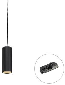 Dizajnerska viseća svjetiljka crna, uklj. adapter za šinu 1-fazna - Iconic Tubo