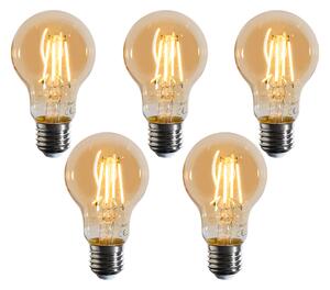 Set od 5 E27 prigušivih LED žarulja A60 zlatne 4W 420 lm 2200K