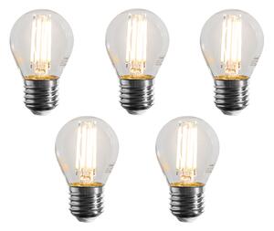 Set od 5 E27 prigušivih LED žarulja s filamentom G45 prozirne 4W 470 lm 2700K