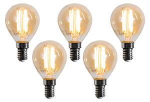 Set od 5 E14 LED žarulja G45 zlatne 2W 180 lm 2100K