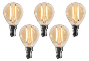 Set od 5 E14 prigušivih LED žarulja G45 zlatne 4W 330 lm 2100K