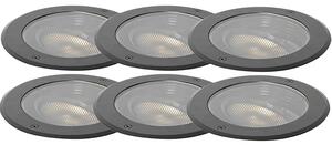 Set van 6 dimbare buiten grondspots zwart IP65 incl LED - Delux Honey