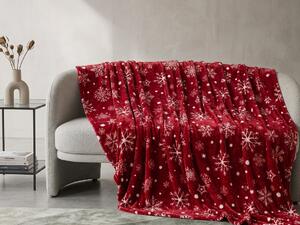 Crvena božićna mikropliš deka SNOWFALL Dimenzije: 150 x 200 cm