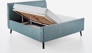 Black Friday - Plavi tapecirani bračni krevet s prostorom za pohranu i podnicom 180x200 cm Enjoy - Meise Möbel