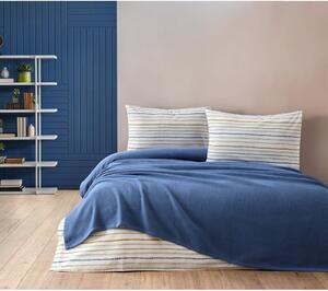 Plavi pamučan set pokrivača, plahte i jastuka 200x240 cm Karina – Mijolnir