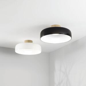 Fabas Luce LED stropna svjetiljka Lunar, crna, staklo, Ø 42 cm, CCT, prigušljiva, prigušiva, Crno, Dnevni boravak/blagovaonica, Staklo