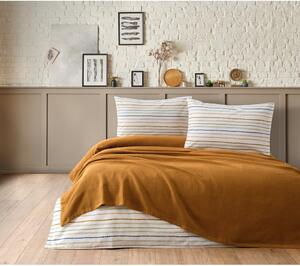Smeđi pamučan set pokrivača, plahte i jastuka 200x240 cm Karina – Mijolnir