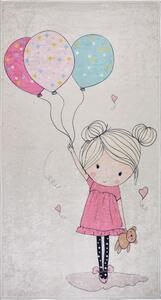 Ružičasti/boje slonovače periv dječji tepih 80x120 cm Girl & Baloons – Vitaus