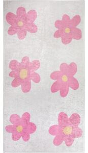 Ružičasti/boje slonovače periv dječji tepih 60x100 cm Cute Flowers Pink – Vitaus