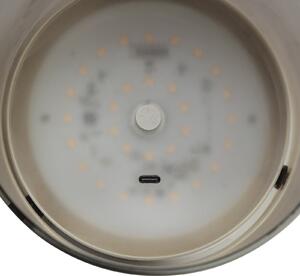 Brilliant LED stolna lampa Lumeo, Ø 13 cm, boja mesinga/dimno siva, prigušiva, Sivo, Dnevni boravak/blagovaonica, Staklo
