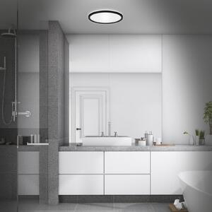 Briloner LED stropna svjetiljka za kupaonicu Slim Drip, crna, Ø 42 cm, IP44, Crno, kupaonica, Plastika