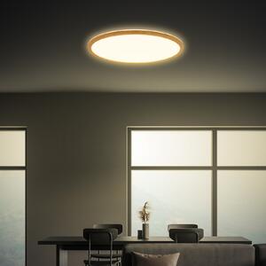 Briloner LED stropna svjetiljka Tava Wood, Ø 42 cm, plastika, 3000 K, Drvo, Dnevni boravak/blagovaonica, Plastika