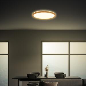 Briloner LED stropna svjetiljka Tava Wood, Ø 29 cm, plastika, 3000 K, Drvo, Dnevni boravak/blagovaonica, Plastika