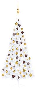 VidaXL Umjetna osvijetljena polovica božićnog drvca bijela 180 cm