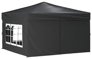 VidaXL Sklopivi šator za zabave s bočnim zidovima 3 x 3 m antracit
