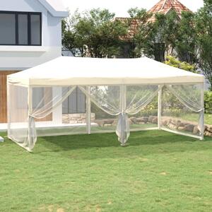 VidaXL Sklopivi šator za zabave s bočnim zidovima 3 x 6 m krem