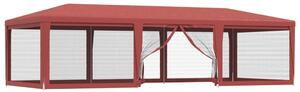 VidaXL Šator za zabave s 8 mrežastih bočnih zidova crveni 9 x 4 m HDPE