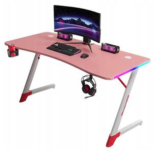 Ružičasti gaming PC stol s RGB LED rasvjetom Šírka: 120 cm