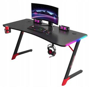 Crni stol za igranje, PC stol s RGB LED rasvjetom Šírka: 120 cm
