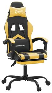 VidaXL Okretna igraća stolica s osloncem crno-zlatna od umjetne kože