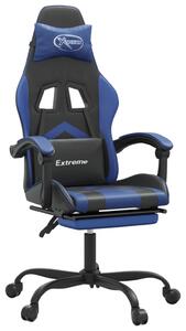 VidaXL Okretna igraća stolica s osloncem crno-plava od umjetne kože
