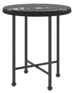 VidaXL Blagovaonski stol crni Ø 50 cm od kaljenog stakla i čelika
