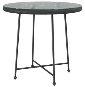 VidaXL Blagovaonski stol crni Ø80 cm od kaljenog stakla i čelika