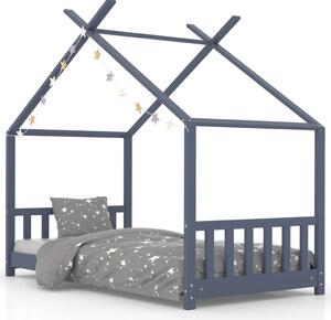 VidaXL Okvir za dječji krevet od masivne borovine sivi 70 x 140 cm