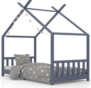VidaXL Okvir za dječji krevet od masivne borovine sivi 90 x 200 cm
