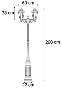 Vanjski lanter crni 220 cm 2-svjetlo IP44 - Havana