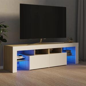 VidaXL TV ormarić s LED svjetlima bijeli i boja hrasta 140x35x40 cm
