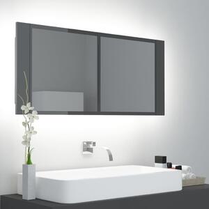 VidaXL LED kupaonski ormarić s ogledalom sjajni sivi 100x12x45 akrilni